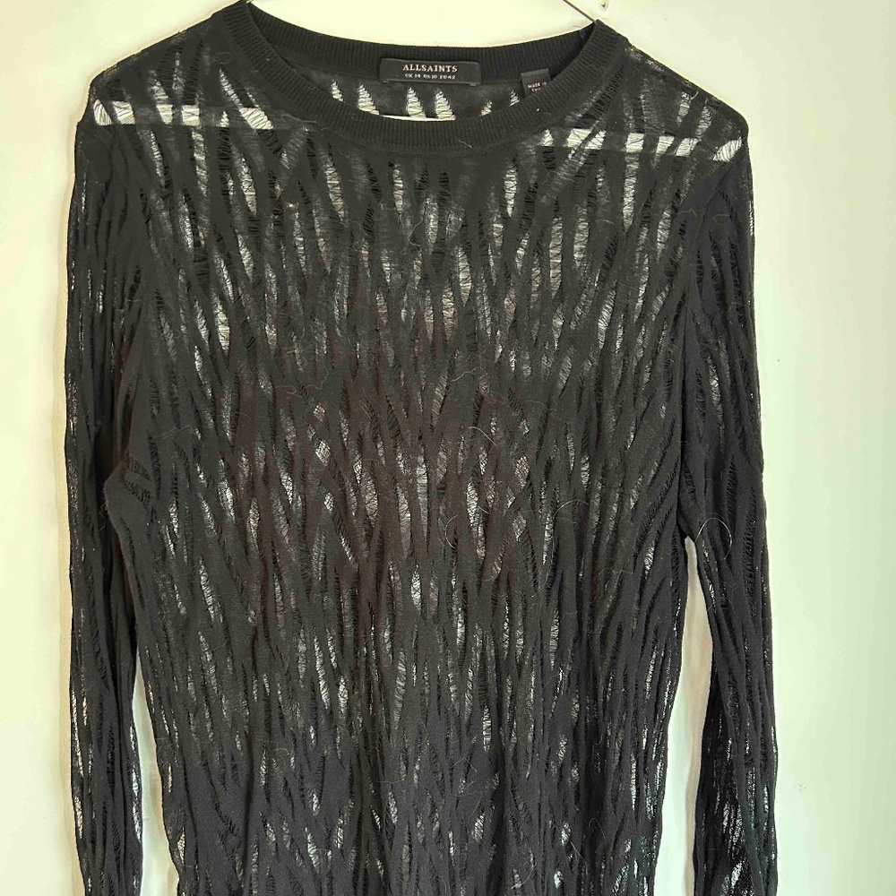 All Saints Black Cotton Sweater, Woman's size 10, Mint condition